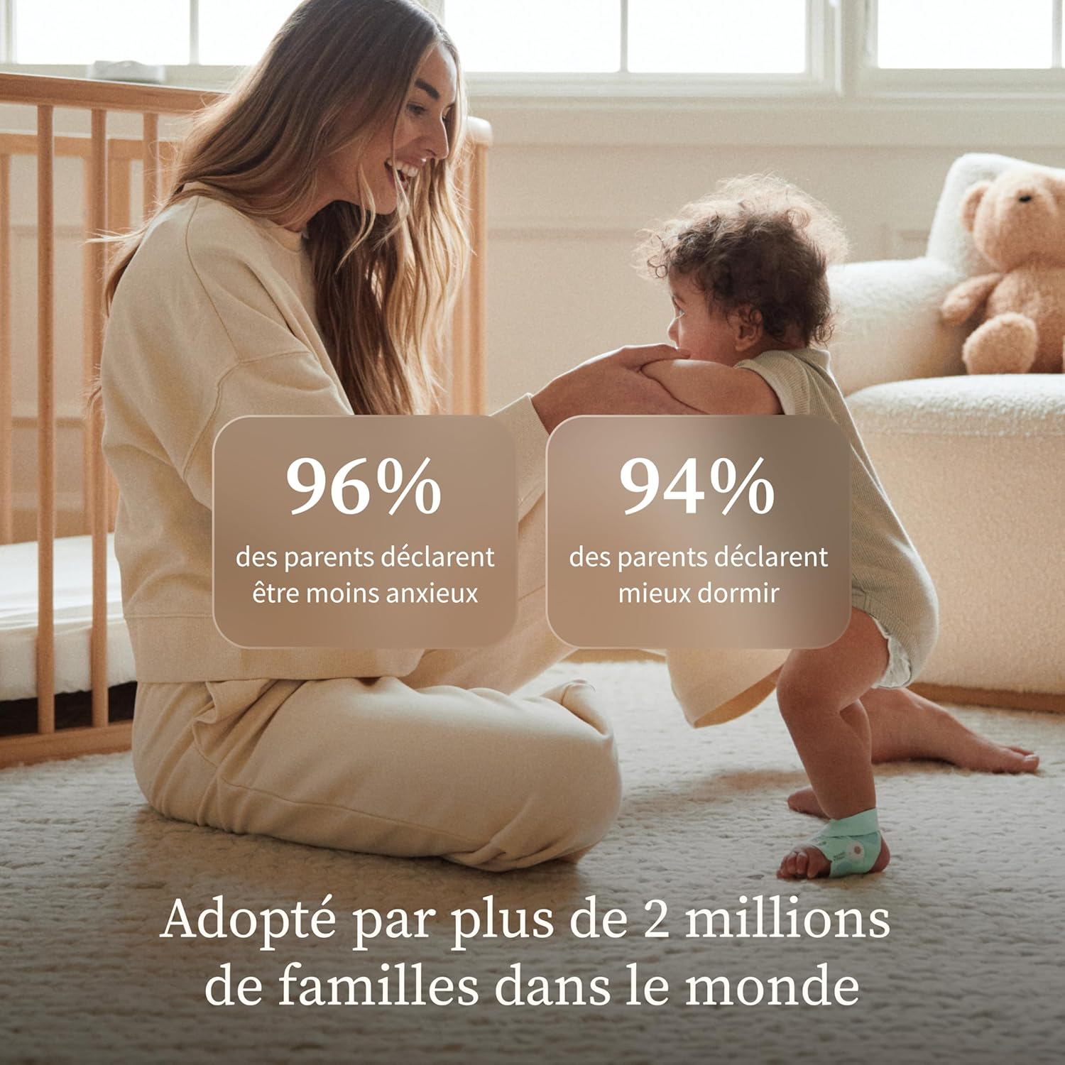 Moniteur bébé intelligent Dream Sock suivi pouls oxygène temps réel capteur optique Bluetooth WiFi autonomie 16 h mint
