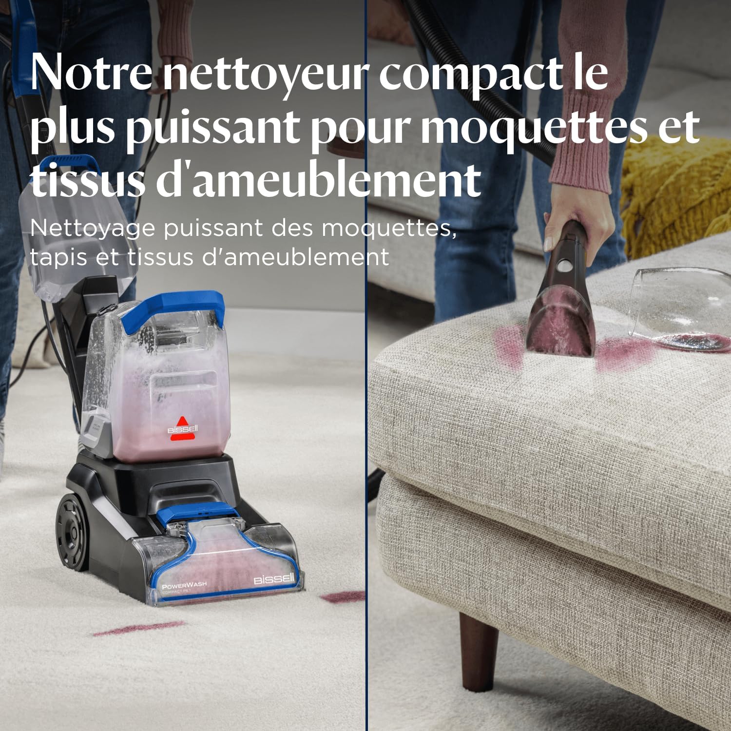 Shampouineuse PowerWash Compact Pet 600W nettoyage taches odeurs animaux canapé tissu tapis moquette