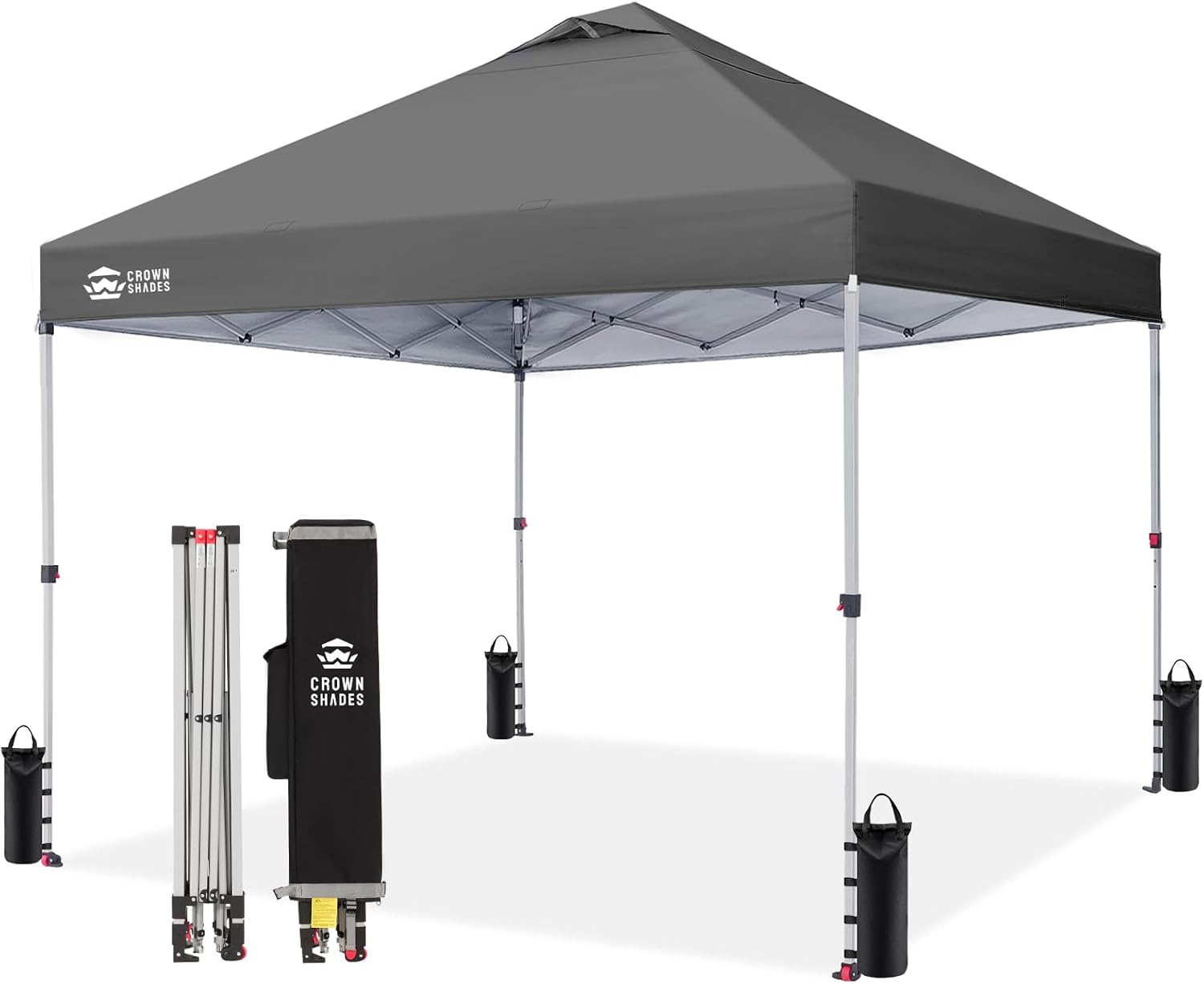 Tonnelle pliante 3 x 3 m imperméable UPF 50+ verrouillage central sac rangement 4 sacs de sable gris