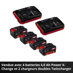 Tondeuse à gazon sans fil GP-CM 36/47 S HW Li Power X-Change 36V largeur de coupe 47 cm autotractée moteur sans charbon avec 4 batteries 4Ah