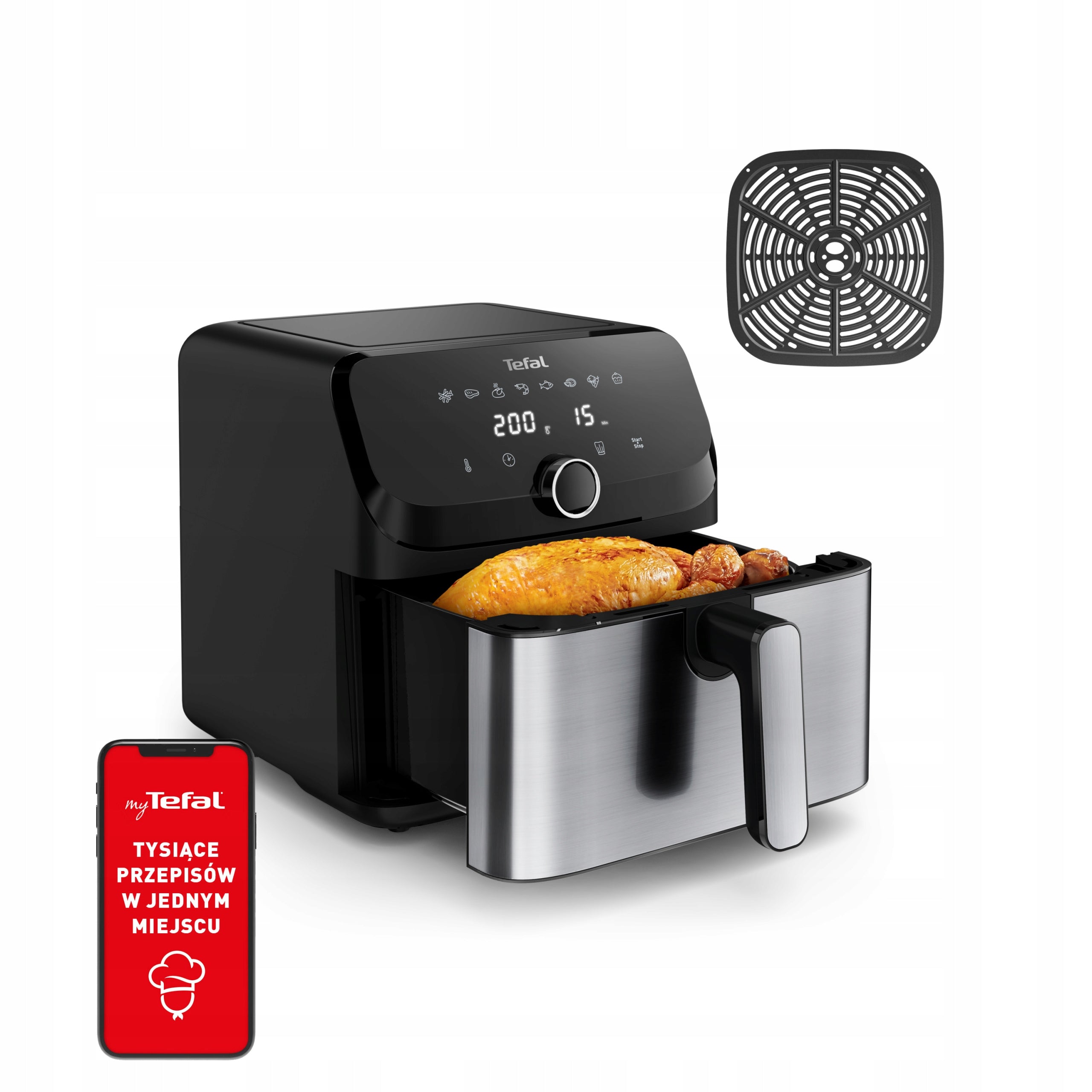 Elektryczna Frytkownica Beztłuszczowa EY855D10 Frytownica AIR FRYER Duża Pojemność 7,5 Litra XL
