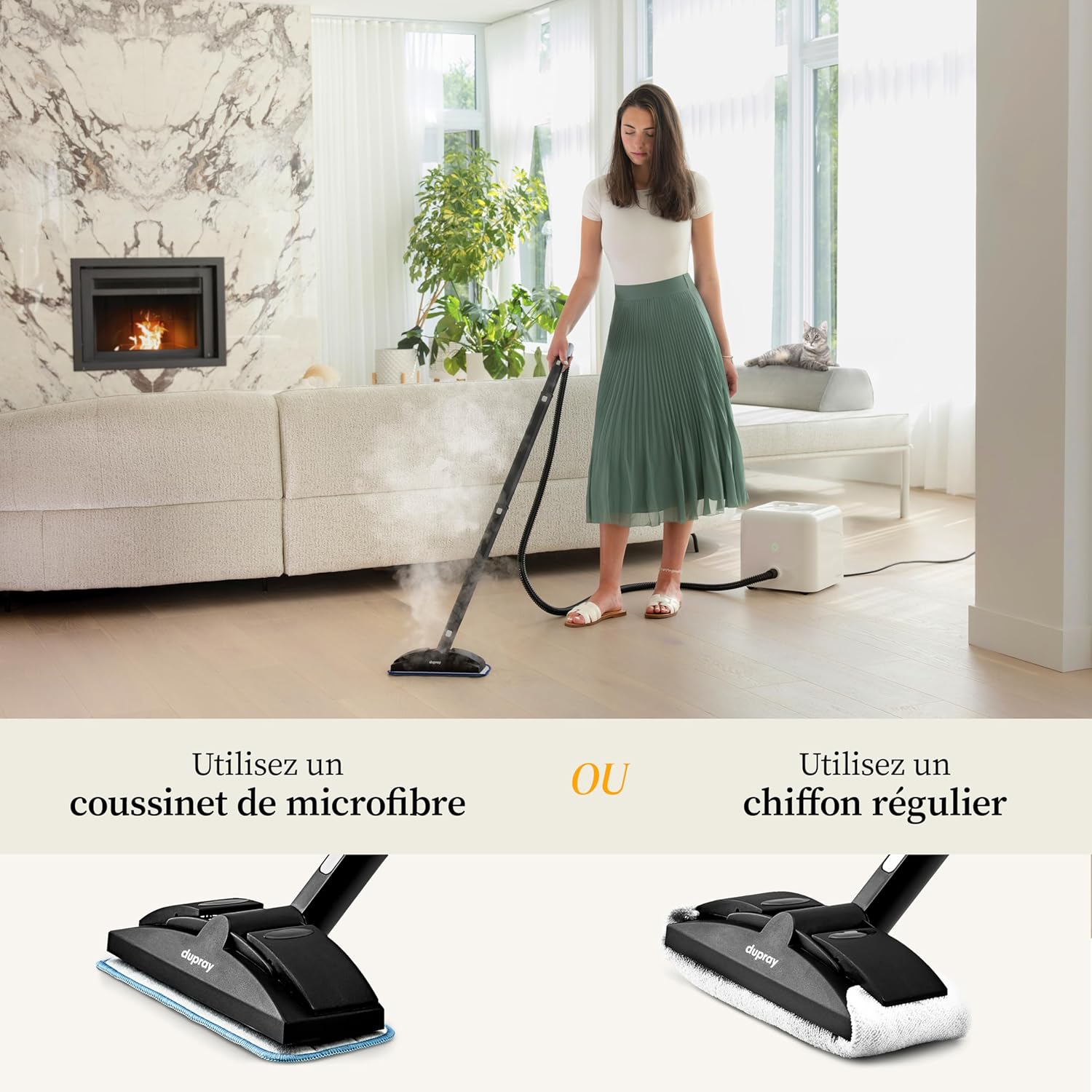 Nettoyeur vapeur Neat 1500 W réservoir 1,6 L vapeur 135 °C autonomie 50 min kit 17 accessoires sols voiture joints
