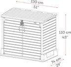 Abri de jardin StoreAway 850 L coffre extérieur plastique verrouillable 130 x 74 x 110 cm cache-poubelles taupe