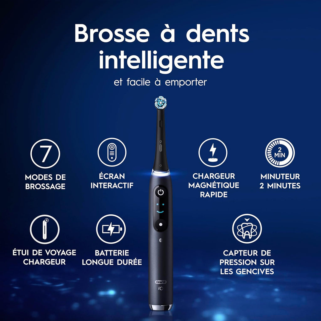 Brosse à dents électrique iO 9 7 modes capteur de pression écran couleur charge rapide avec étui