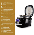 Cuiseur à riz Sakura YUM-EN15 8 tasses 1,5 L logique floue bol céramique 12 fonctions 860 W noir argent