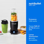 Blender électrique Pro 1200 NB120MB 1200 W multifonction smoothie broyeur verres 700 ml et 900 ml noir