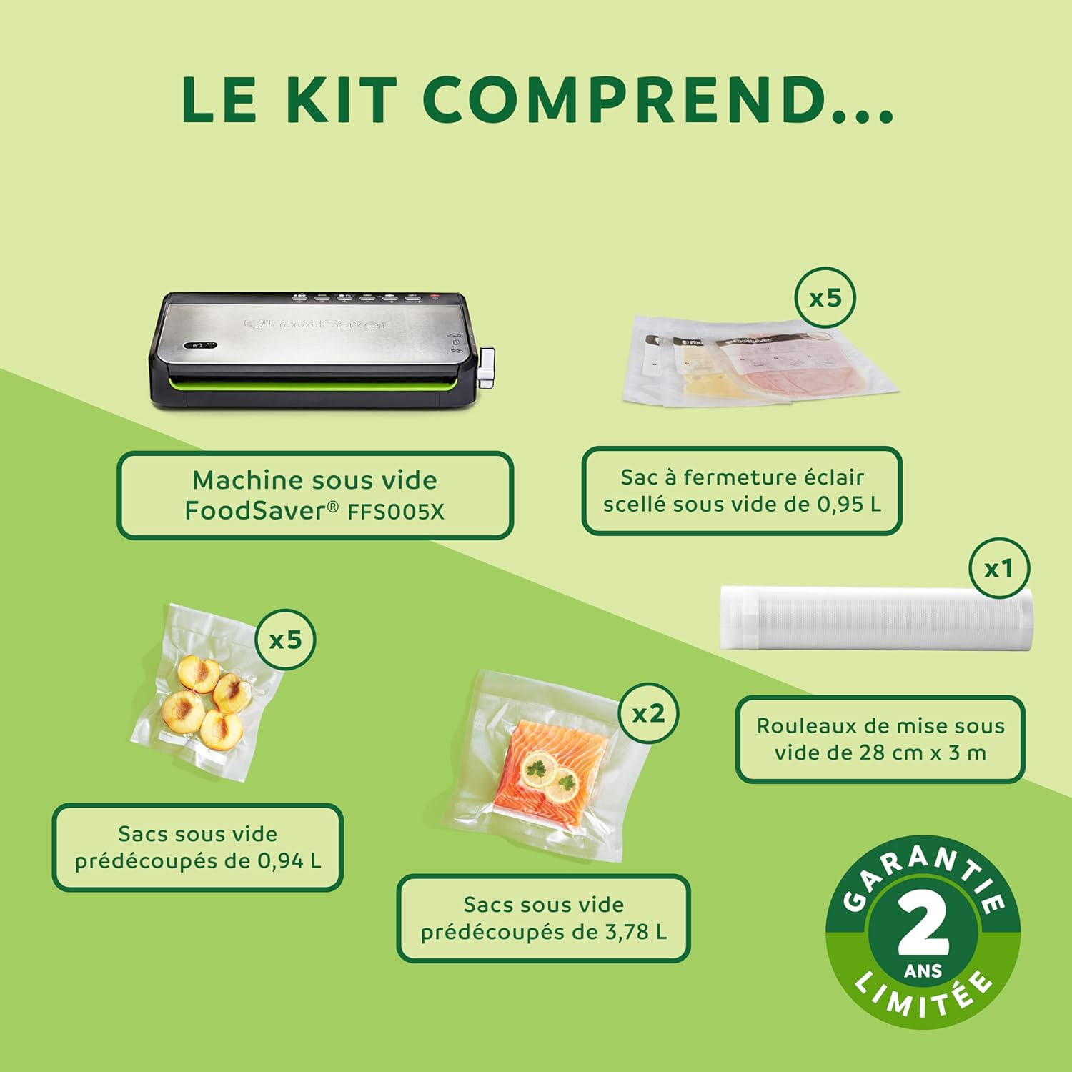 Machine sous vide FFS005X 140 W semi-automatique fonction pulse cutter intégré rangement rouleau sacs inclus noir