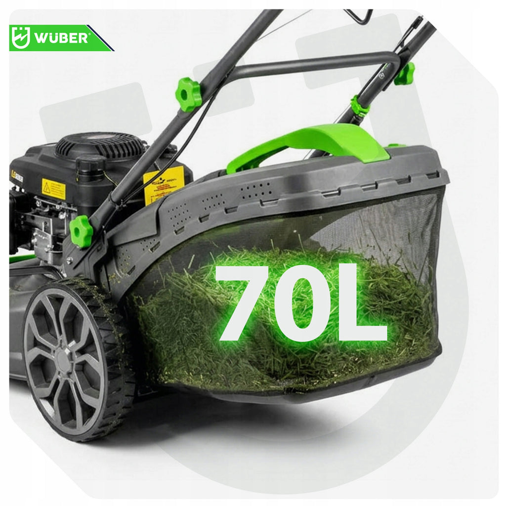 Kosiarka spalinowa do trawy z silnikiem i napędem mulczowaniem mocna 51 cm 70 l z olejem w zestawie