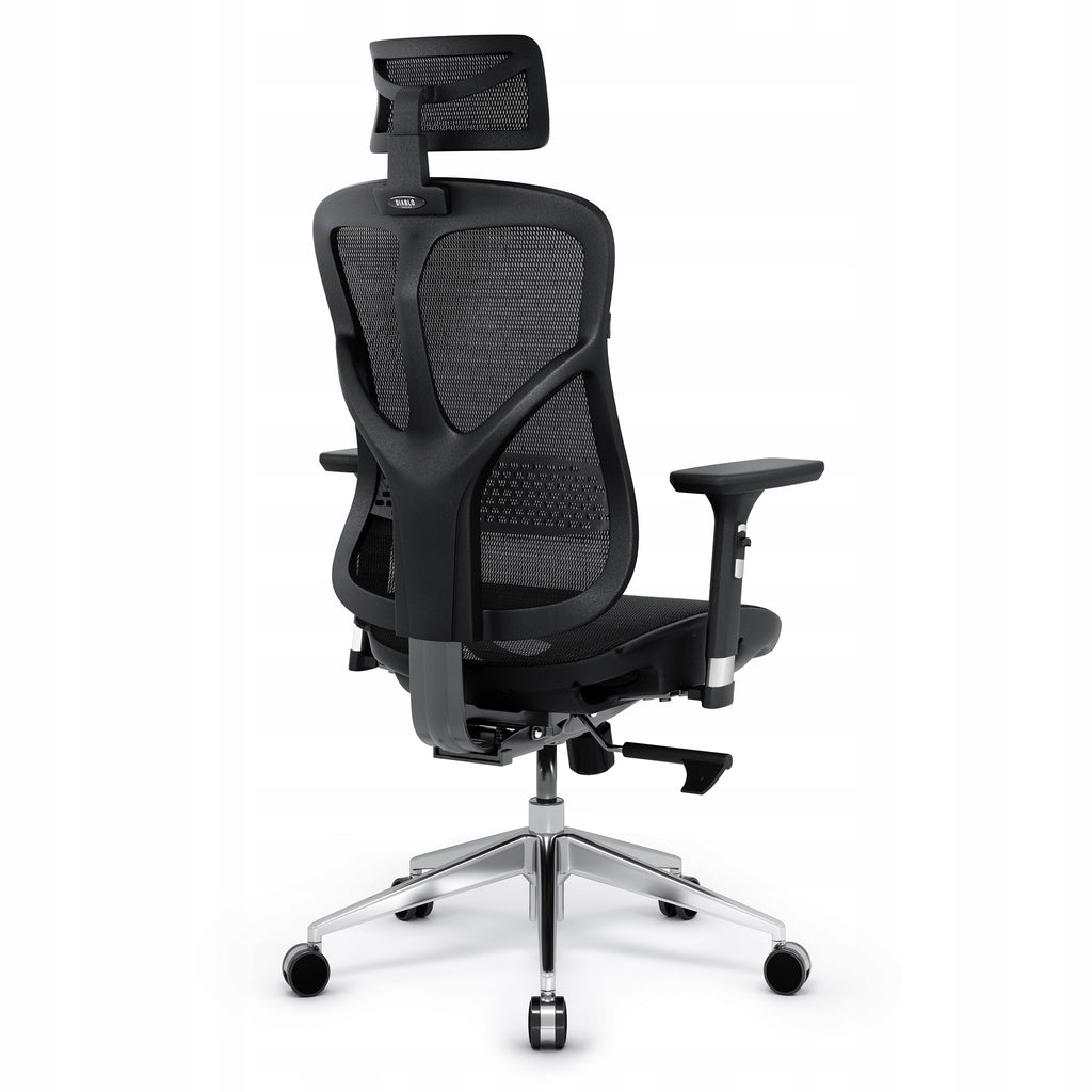 Fotel biurowy ergonomiczny obrotowy V-Basic 950 czarny z regulowanym zagłówkiem i podłokietnikami