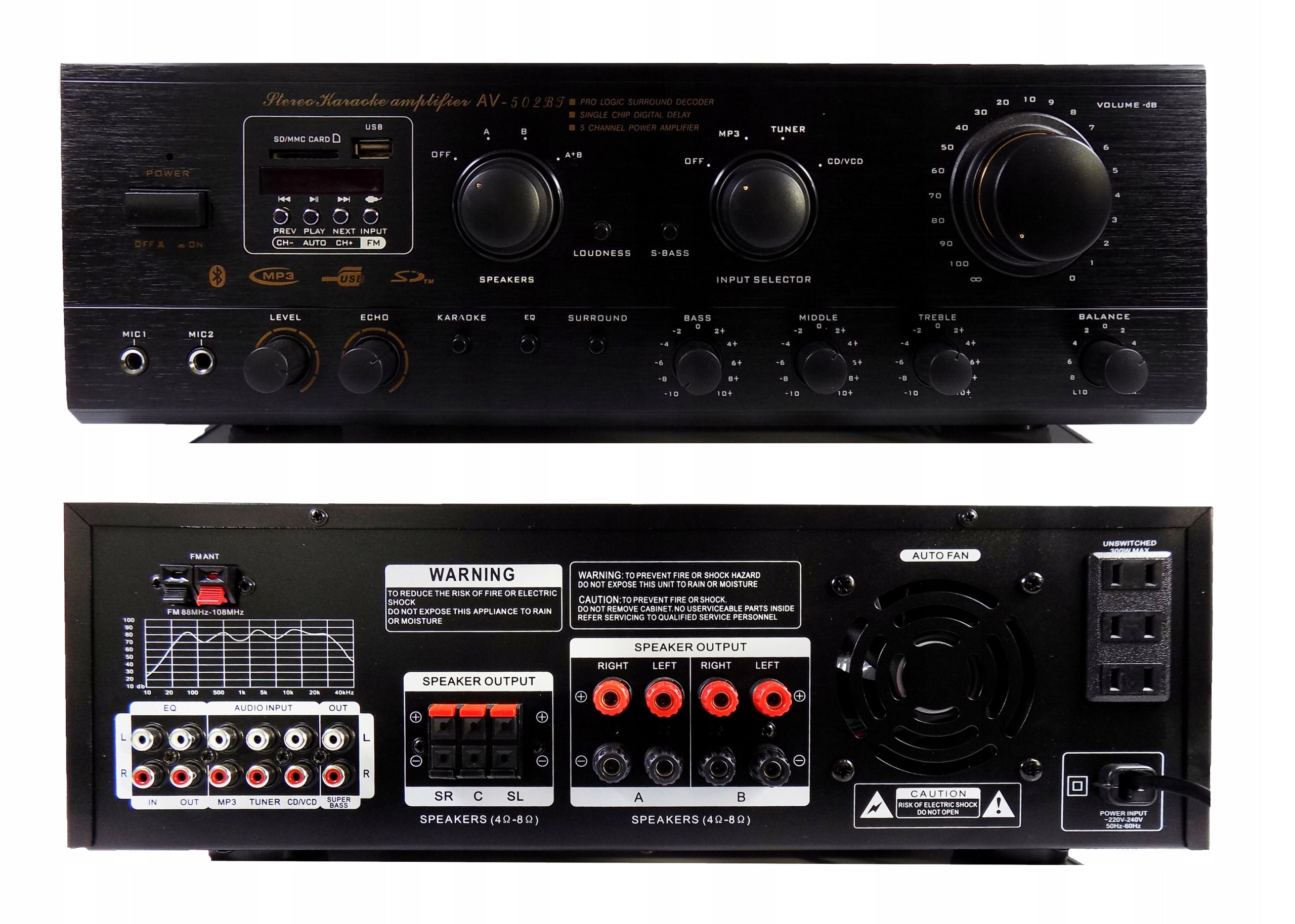 Wzmacniacz Hi-Fi AMPLI 5.0 Bluetooth 4.0 USB SD FM 350W 7.0 kanałów HDMI DSP Karaoke