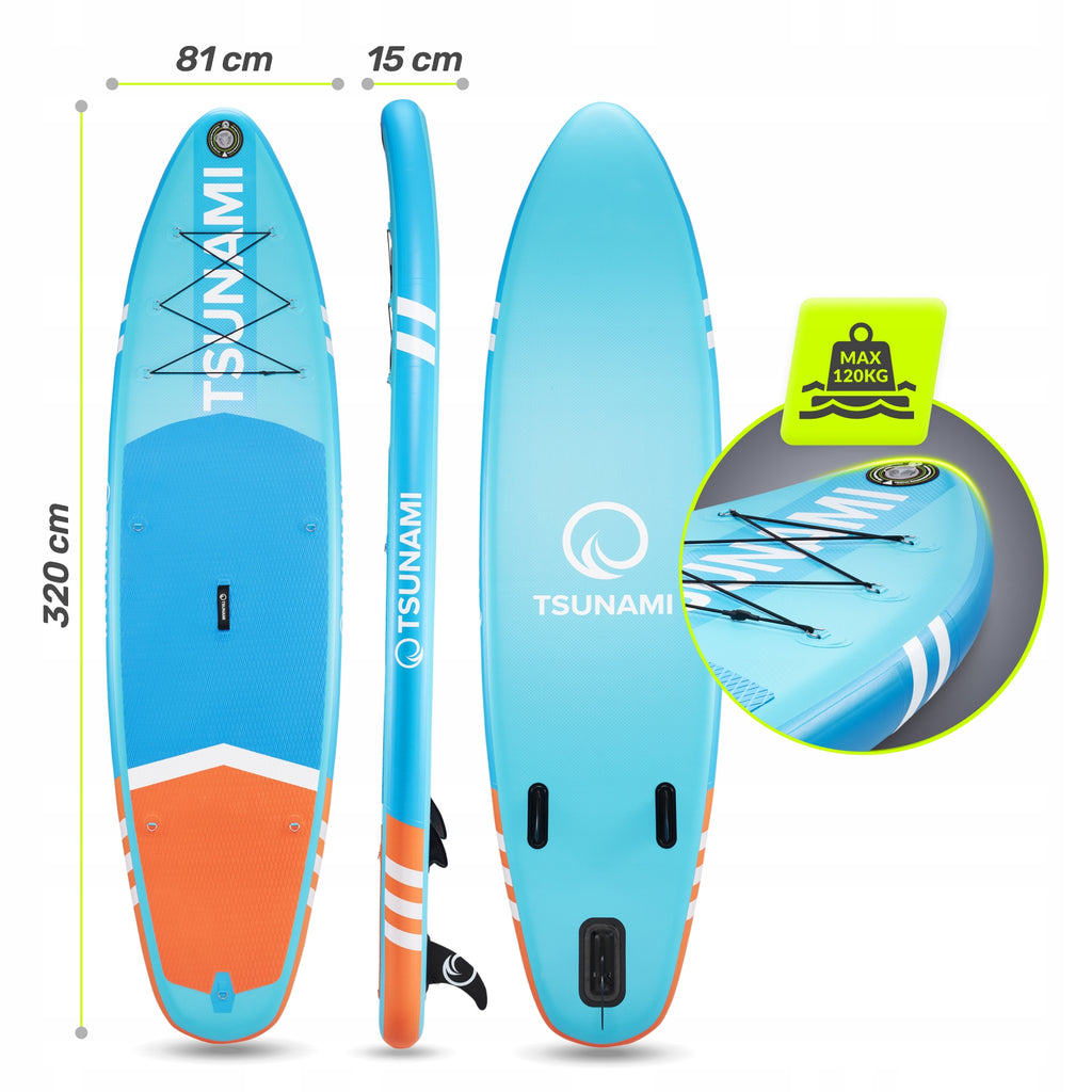 Deska SUP dmuchana do pływania Turquise 2 320 cm DWF PVC z wiosłem pompką plecakiem i zestawem naprawczym