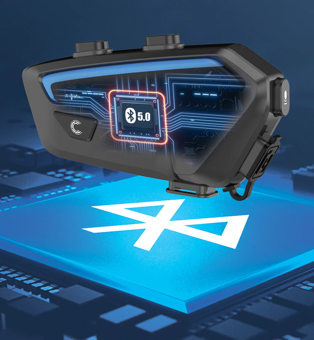 Motocyklowy interkom Bluetooth FX V2 EU zestaw komunikacyjny konferencja 10 osób zasięg 2000 m mikrofony