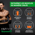 Ceinture abdominale EMS Absolute sans fil rechargeable 15 programmes 99 niveaux abdos centraux latéraux unisexe Made in Italy