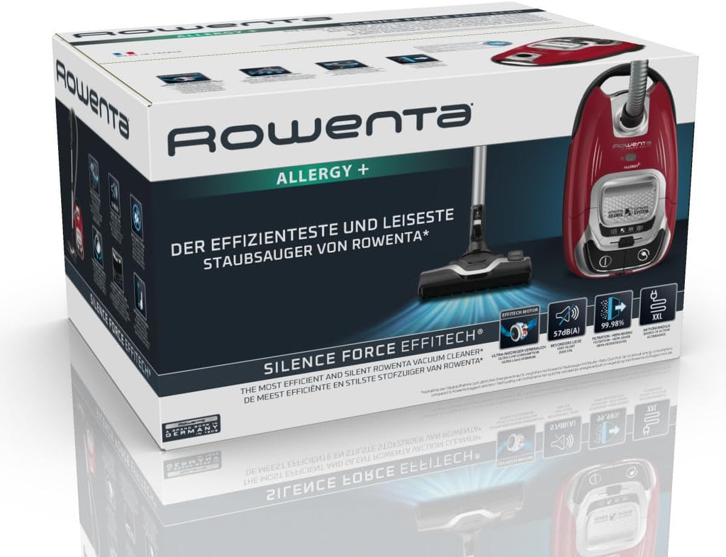 Aspirateur avec sac Silence Force Effitech RO7451EA 400 W 4,5 L filtre HEPA 57 dB rayon 12 m bleu