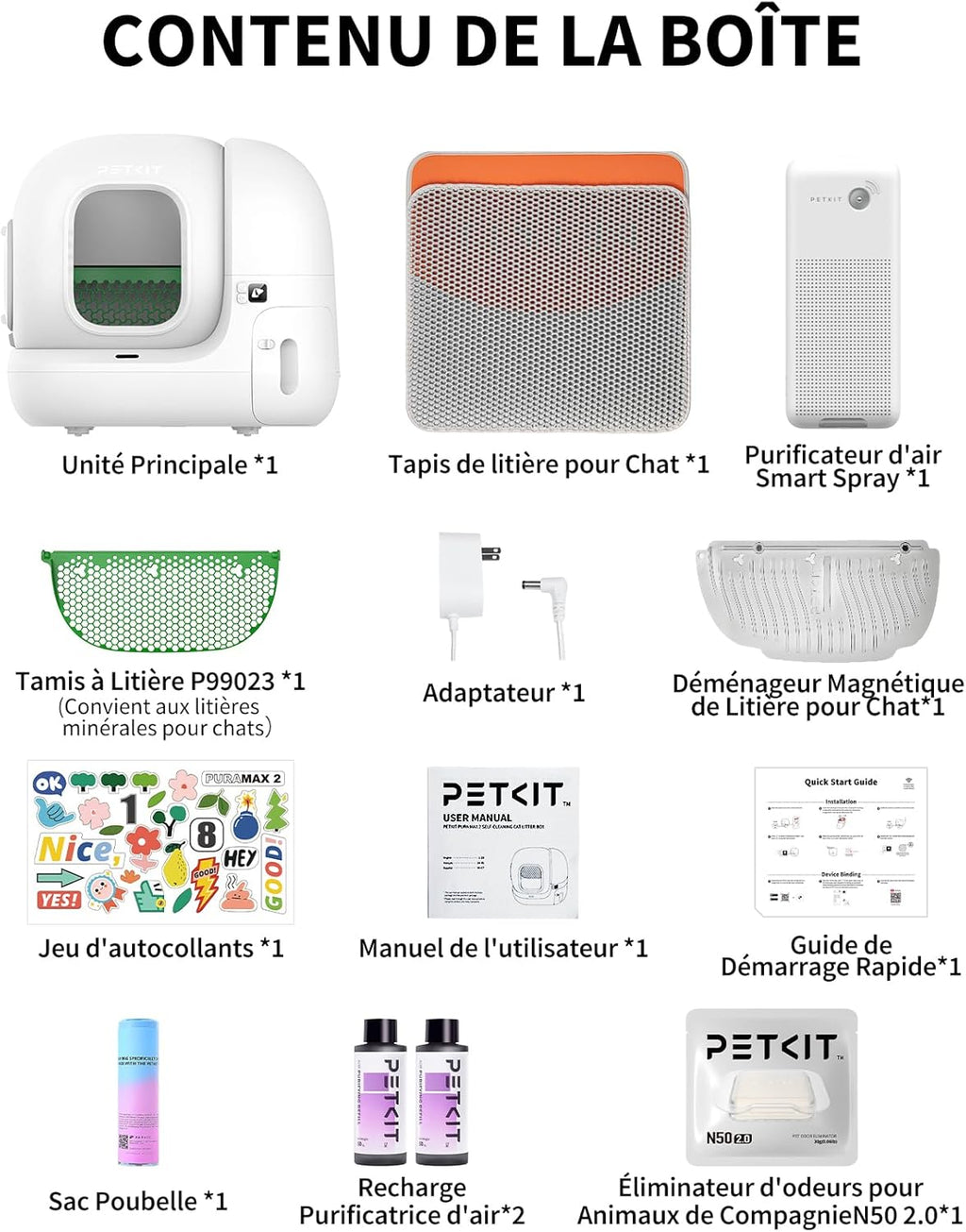 Litière chat autonettoyante Pura Max 2 bac automatique anti odeur xSecure contrôle app capacité 76L