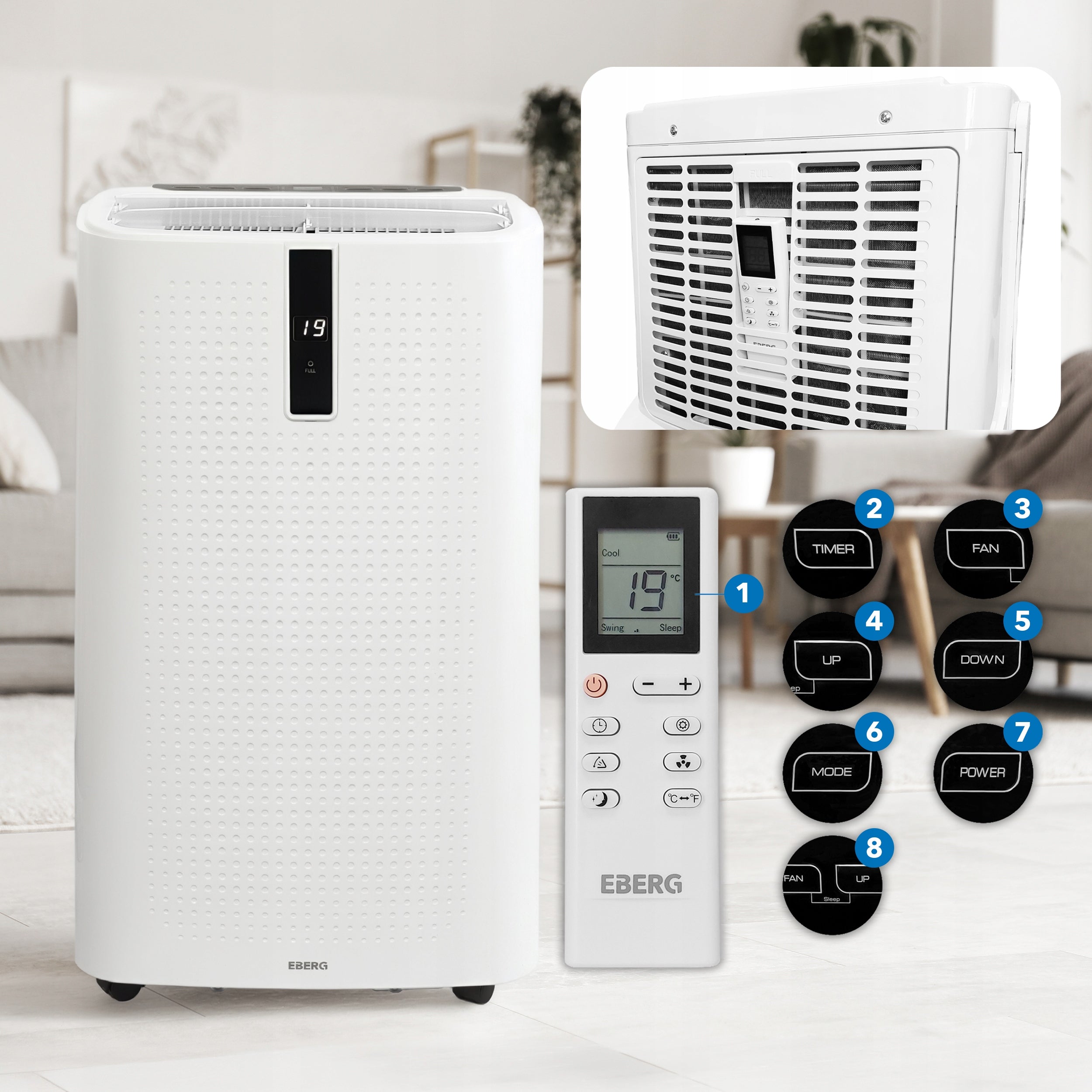 Klimatyzator przenośny ENVA E35J1 3530 W 12000 BTU WiFi chłodzenie osuszanie wentylacja