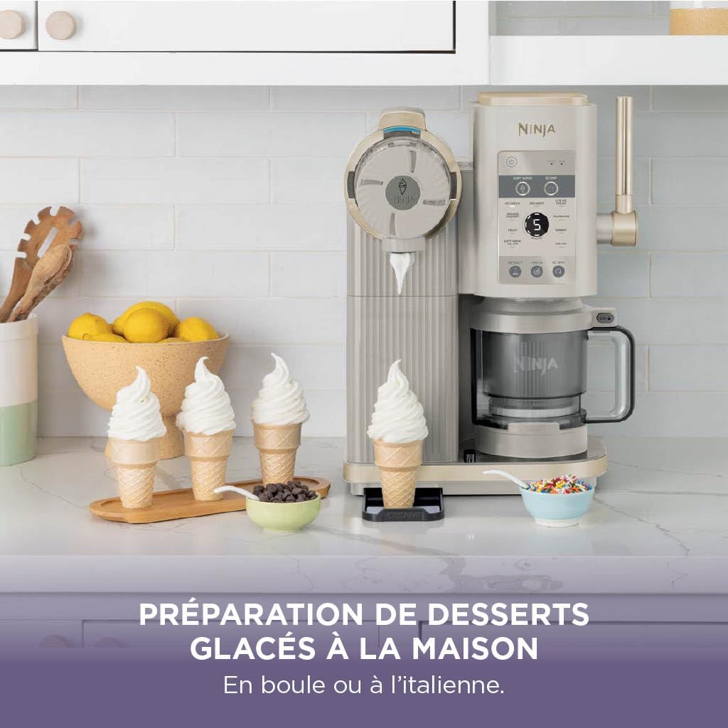 Sorbetière CREAMi Scoop and Swirl NC701EUSTGD 13 modes avec 2 pots 480 ml pour glaces maison
