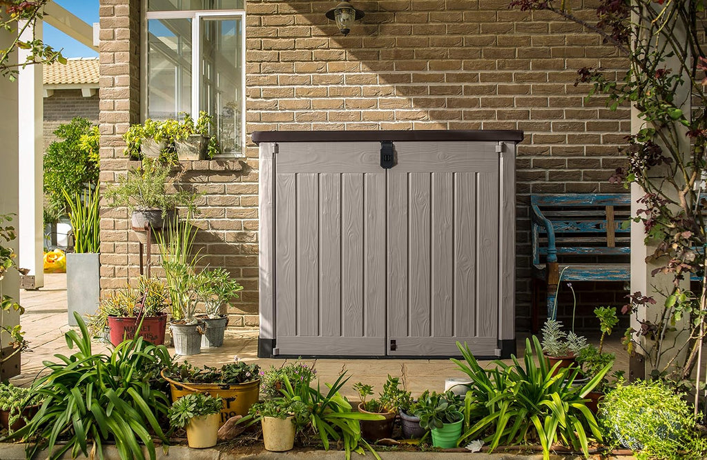 Abri horizontal poubelle SIO Pro 1200 litres en polypropylène imperméable avec plancher inclus verrouillable charge maximale 28 kg