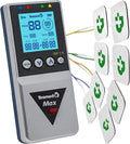 Electrostimulateur musculaire Max 830 TENS EMS massage 4 canaux 115 programmes rechargeable 20 électrodes argent