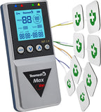Electrostimulateur musculaire Max 830 TENS EMS massage 4 canaux 115 programmes rechargeable 20 électrodes argent