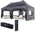 Tonnelle de jardin pliante 3 x 6 m avec parois amovibles sacs de sable structure acier protection UV50+ imperméable