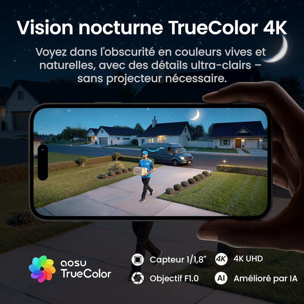 Caméra surveillance 4K T2 Ultra solaire kit 2 caméras 8MP vision nocturne 32 Go local extensible 1 To panorama 360° suivi IA