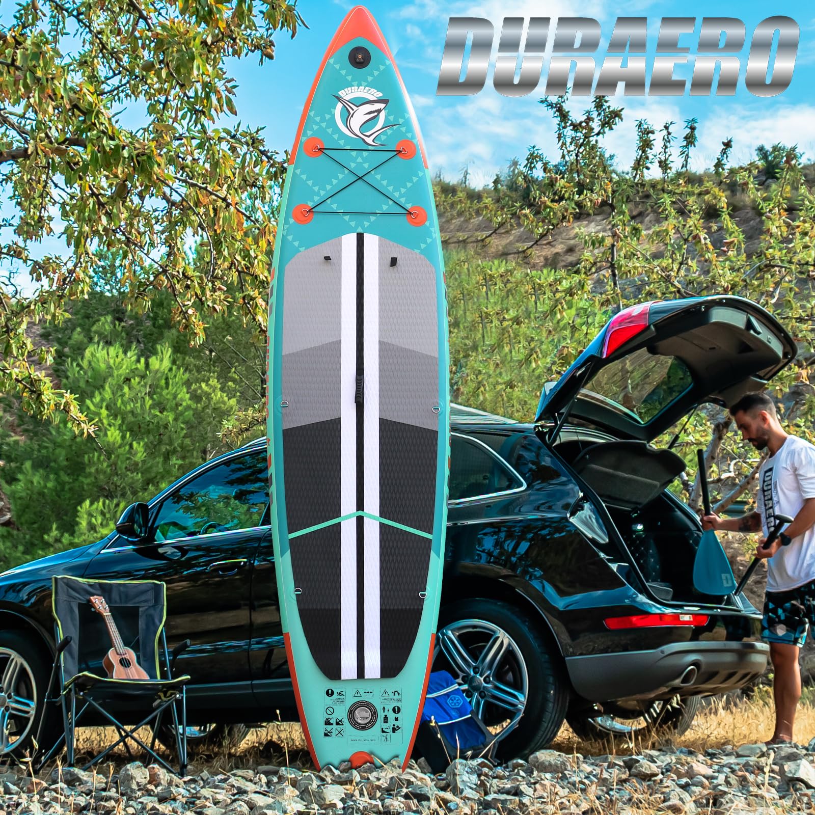 Planche de paddle gonflable 330 x 76 x 15 cm convertible kayak siège pagaie double réglable support GoPro 3 ailerons accessoires charge 150 kg