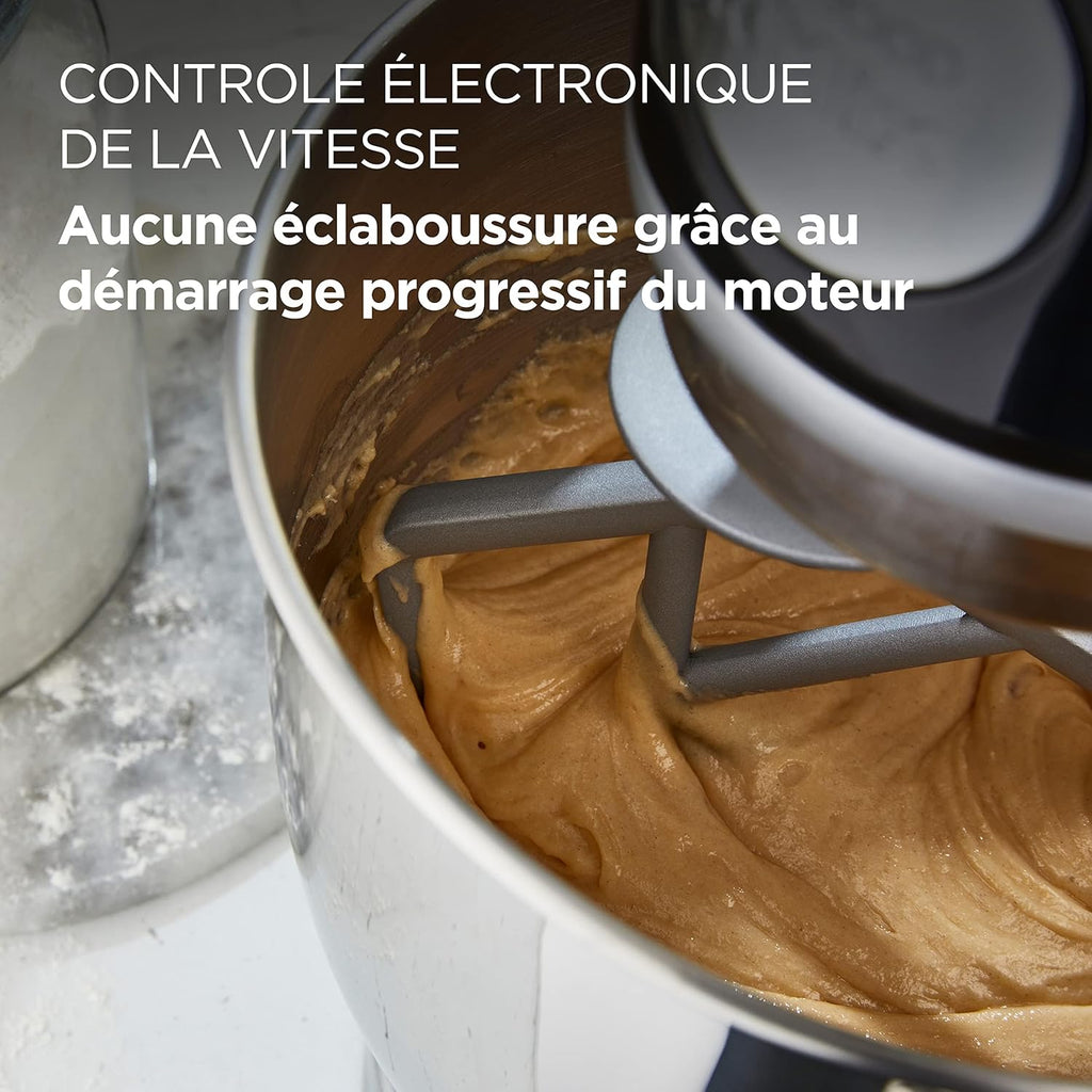 Robot pâtissier kMix KMX750BK 1000 W bol inox 5 L mouvement planétaire 6 vitesses couvercle anti-projection noir