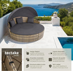 Salon de jardin modulable Santorin II en résine tressée avec bain de soleil pare-soleil pliable coussins inclus 175 x 171 x 136 cm 40 kg