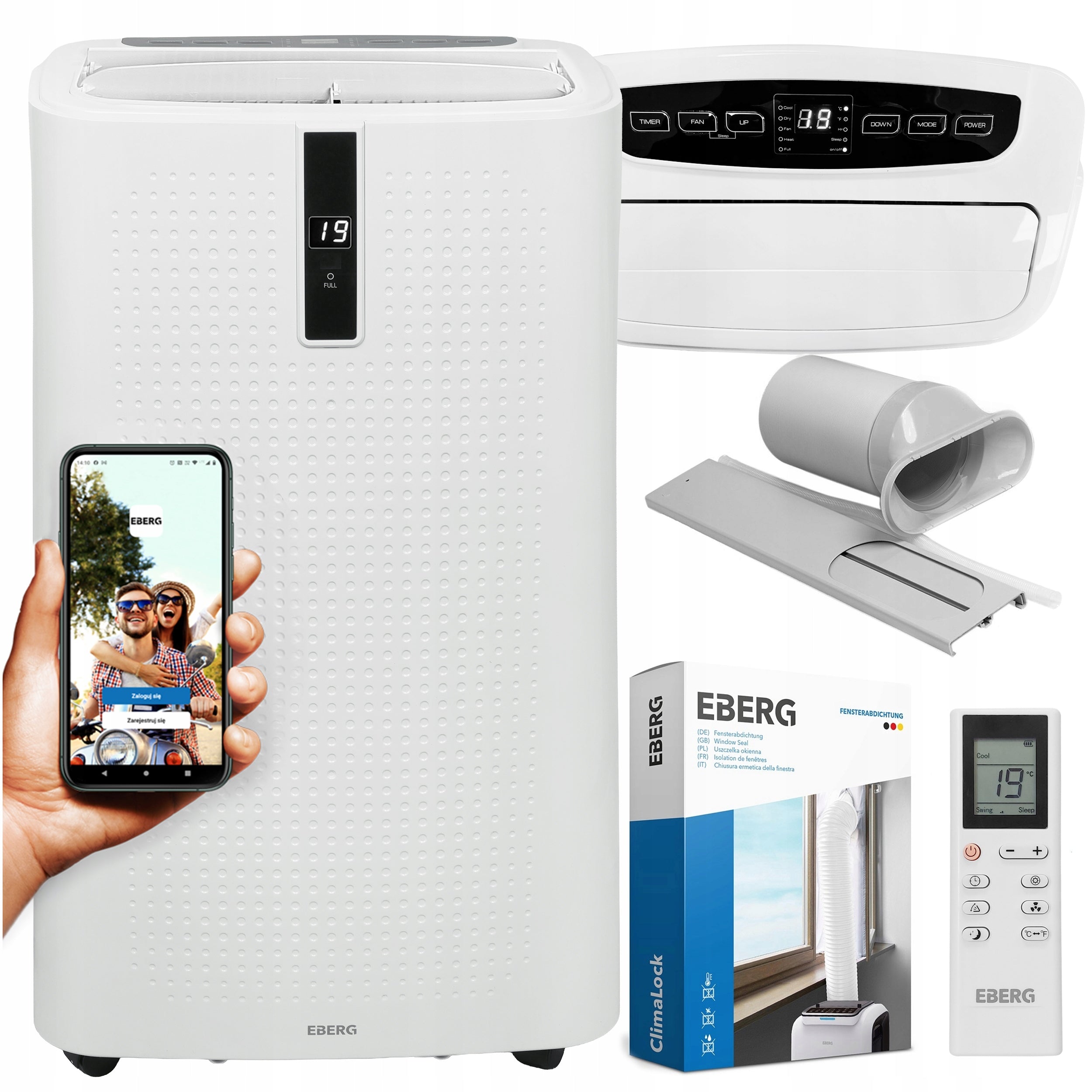 Klimatyzator przenośny ENVA E35J1 3530 W 12000 BTU WiFi chłodzenie osuszanie wentylacja