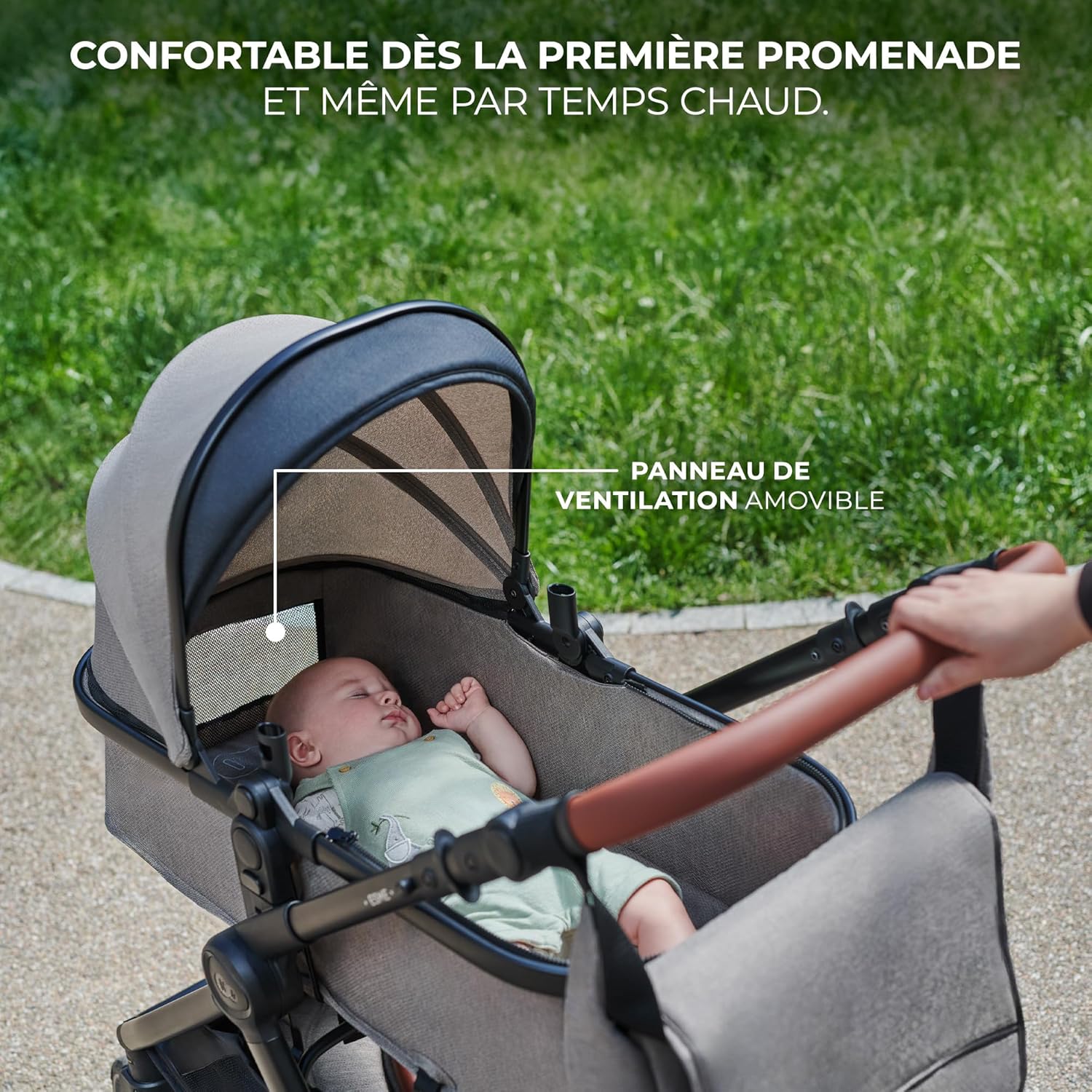 Poussette 3 en 1 ESME travel system siège auto MINK PRO i-Size 40 à 75 cm pliable tout-terrain harnais 5 points beige