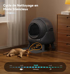 Litière chat autonettoyante bac automatique anti odeur contrôle app capacité 65L