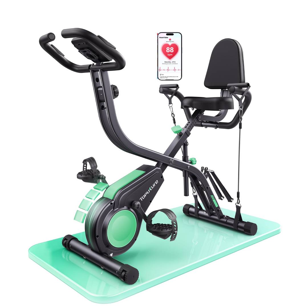 Vélo d'appartement pliable 5 en 1 TEB4 résistance magnétique 16 niveaux écran LCD connexion APP silencieux avec siège réglable capacité 140 kg
