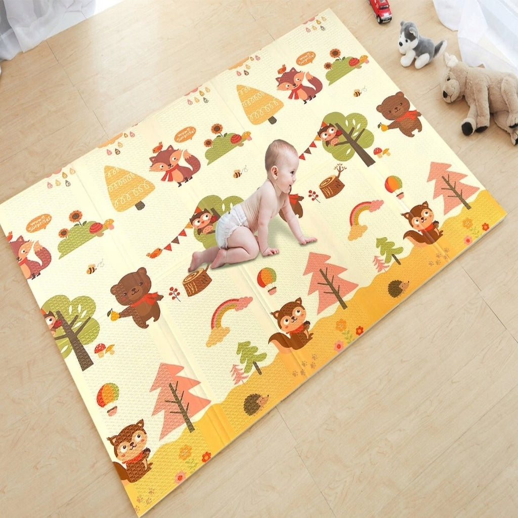 Dwustronna mata edukacyjna piankowa XPE 200x180 cm dla dzieci ze składaną konstrukcją