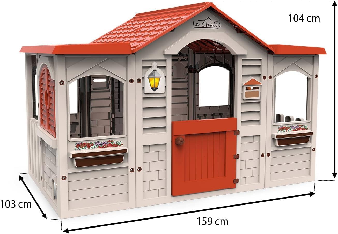 Maison enfant extérieur Le Chalet 89650 plastique robuste 159 x 103 x 104 cm 4 fenêtres montage facile dès 24 mois