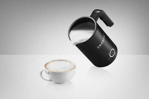 2 sztuki elektryczny spieniacz do mleka stal nierdzewna, model Milkyblack, idealny do kawy cappuccino i latte