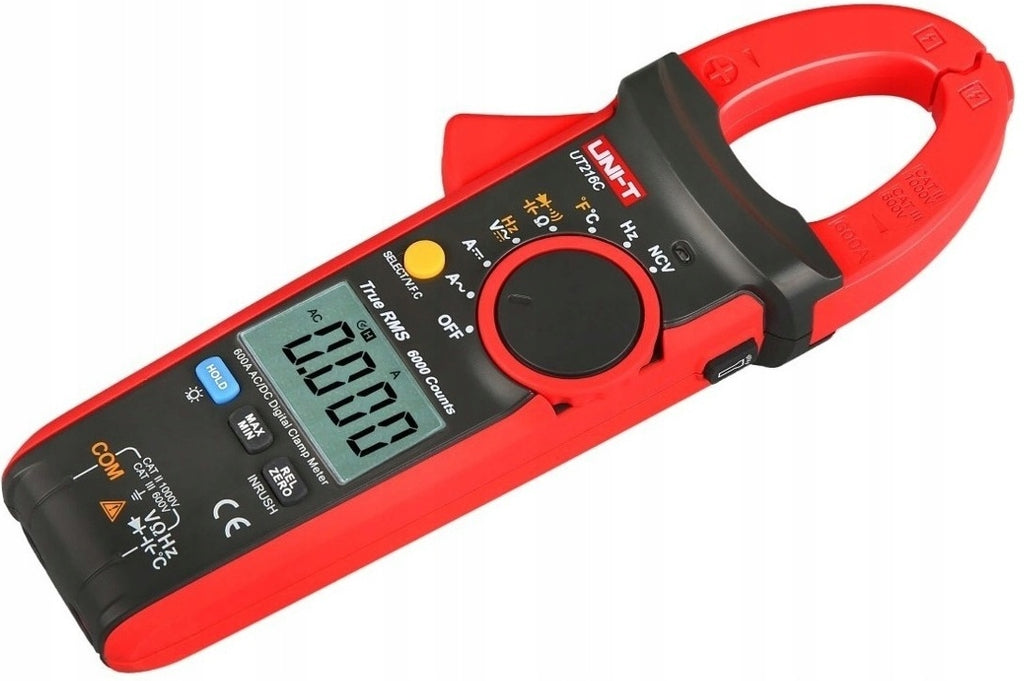 Clamp Meter UT216C Digital Multimeter LCD 6000 Counts AC DC Voltage Current Resistance Temperature Measurement