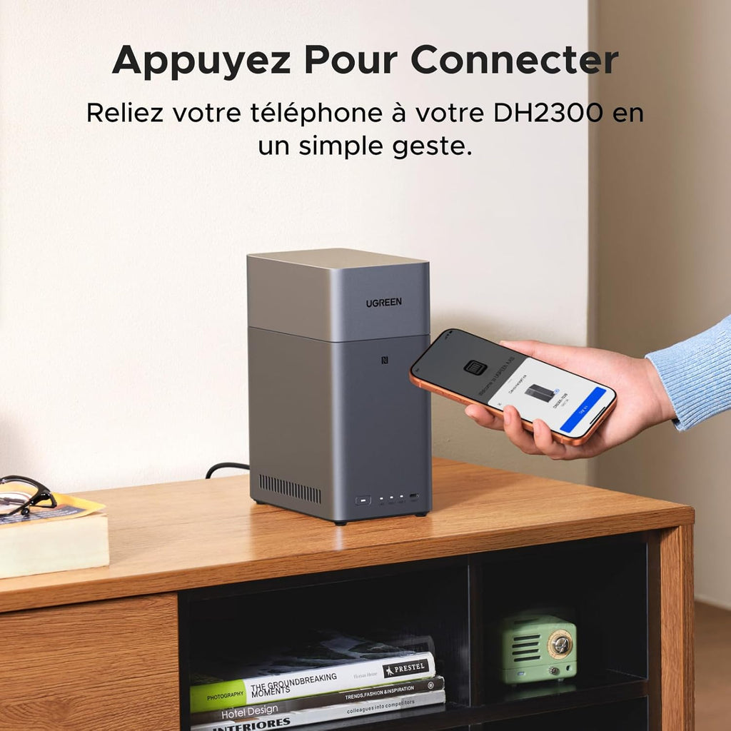 NAS de bureau NASync DH2300 2 baies 4 Go RAM stockage 64 To LAN 1GbE NFC HDMI 4K album photo IA chiffrement