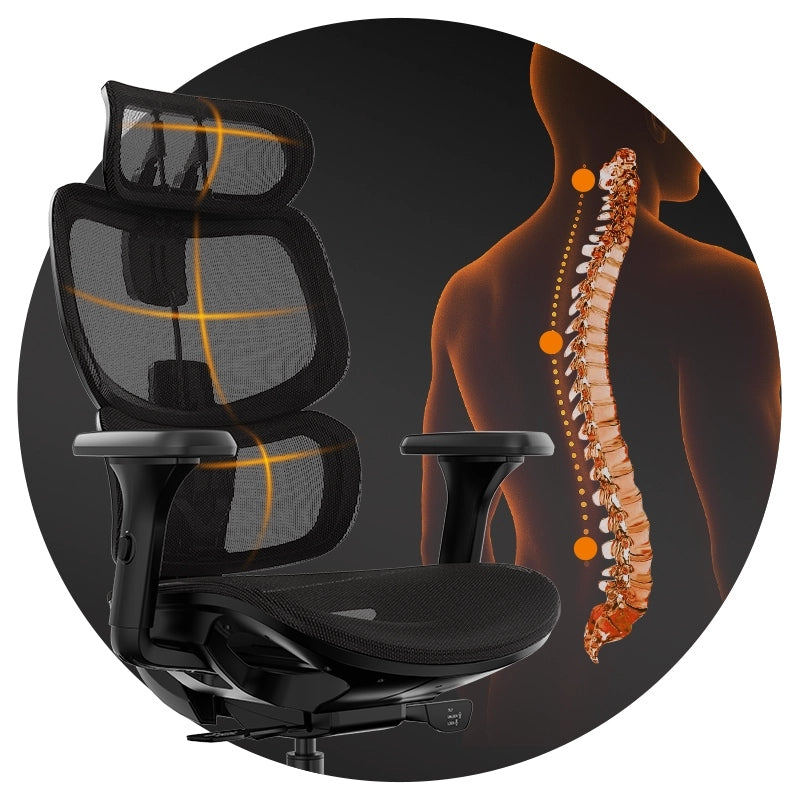 Fotel biurowy ergonomiczny obrotowy Nobu 13154102 czarny z regulowanymi podłokietnikami 3D i zagłówkiem