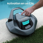 Robot piscine sans fil Seagull SE autonomie 90 min double moteur pour piscines jusqu’à 80 m² charge 2,5 h gris foncé