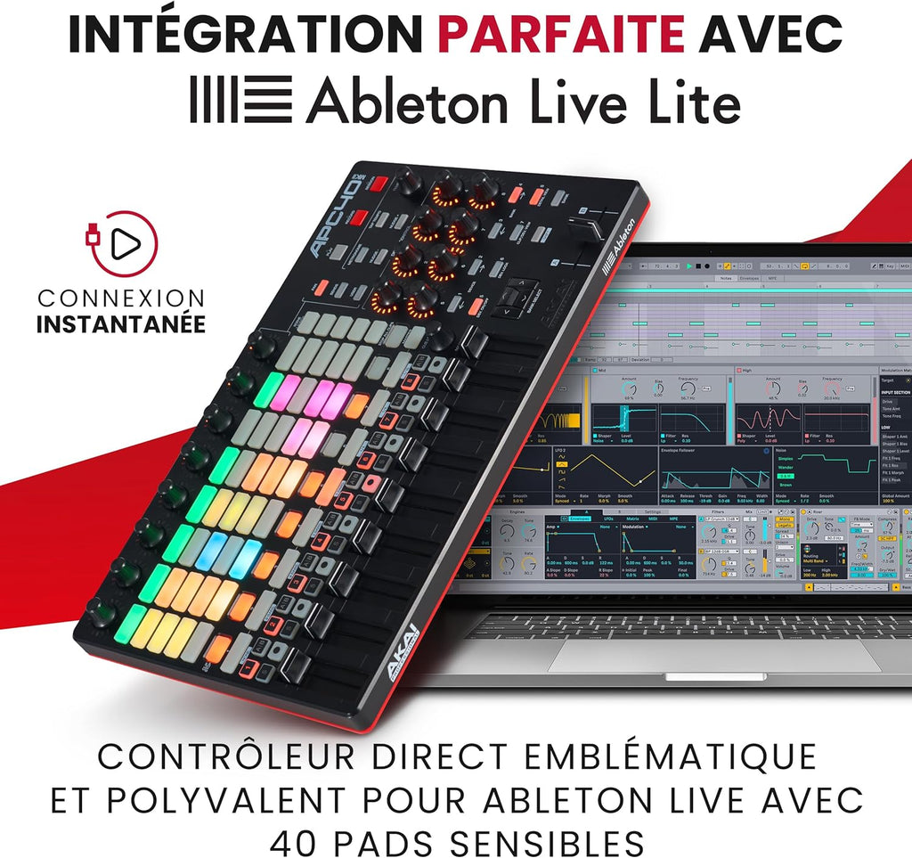 Contrôleur MIDI USB APC40 MKII 40 pads RGB avec 9 faders 8 boutons Ableton Live pour production musicale 1,8 kg