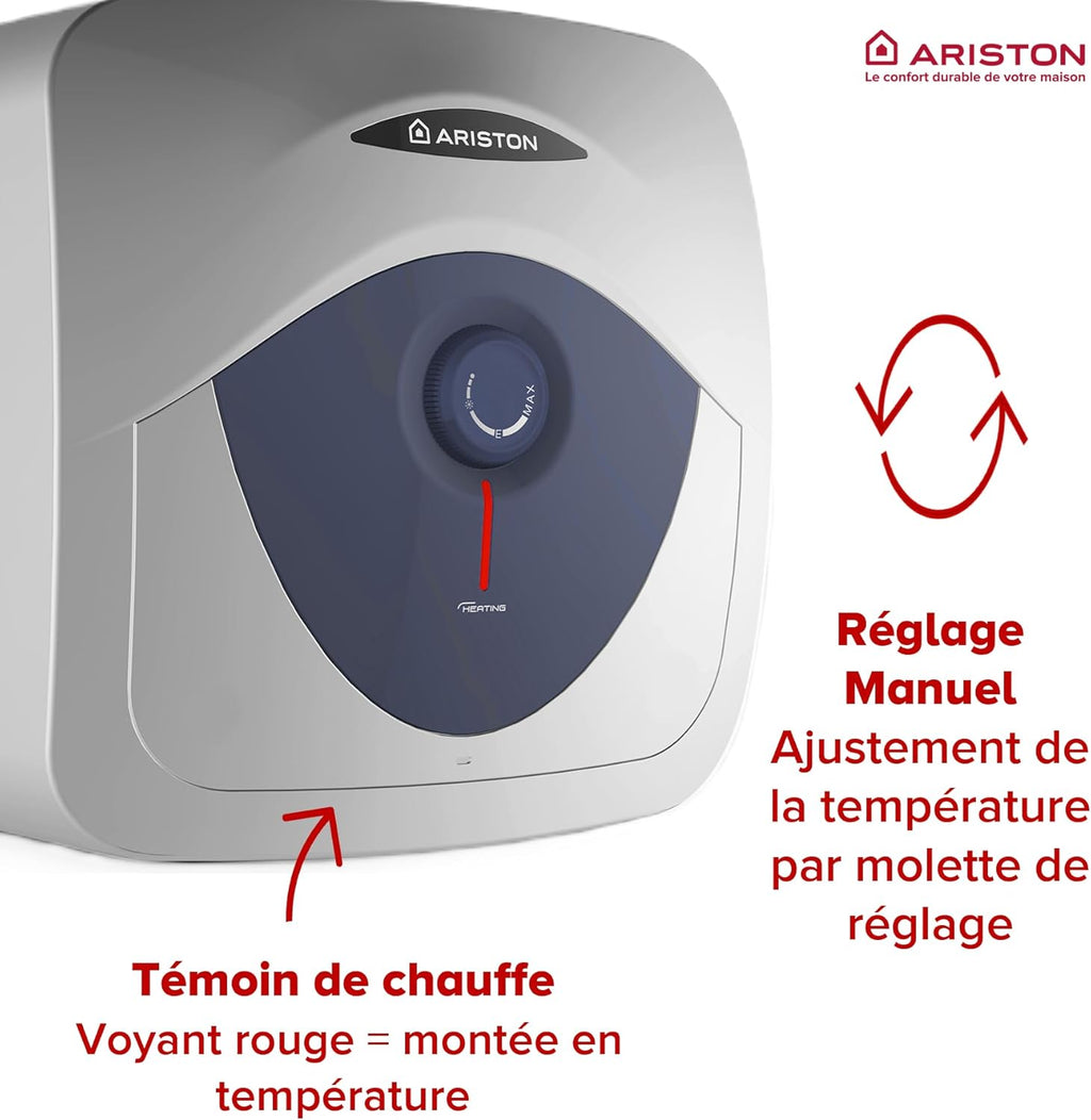 Chauffe-eau électrique Blu Evo RS 15 L 2000 W compact sous évier 240 V installation murale acier émaillé bleu