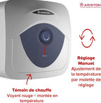 Chauffe-eau électrique Blu Evo RS 15 L 2000 W compact sous évier 240 V installation murale acier émaillé bleu