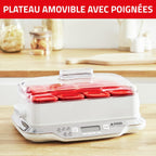 Yaourtière Multi Délices Express YG661500 12 pots verre 140 ml 5 programmes 600 W blanc rouge