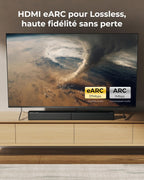 Barre de son 5.1 Poseidon M60 Boom 340 W Dolby Atmos HDMI eARC Bluetooth 5.4 caisson de basses filaire noir