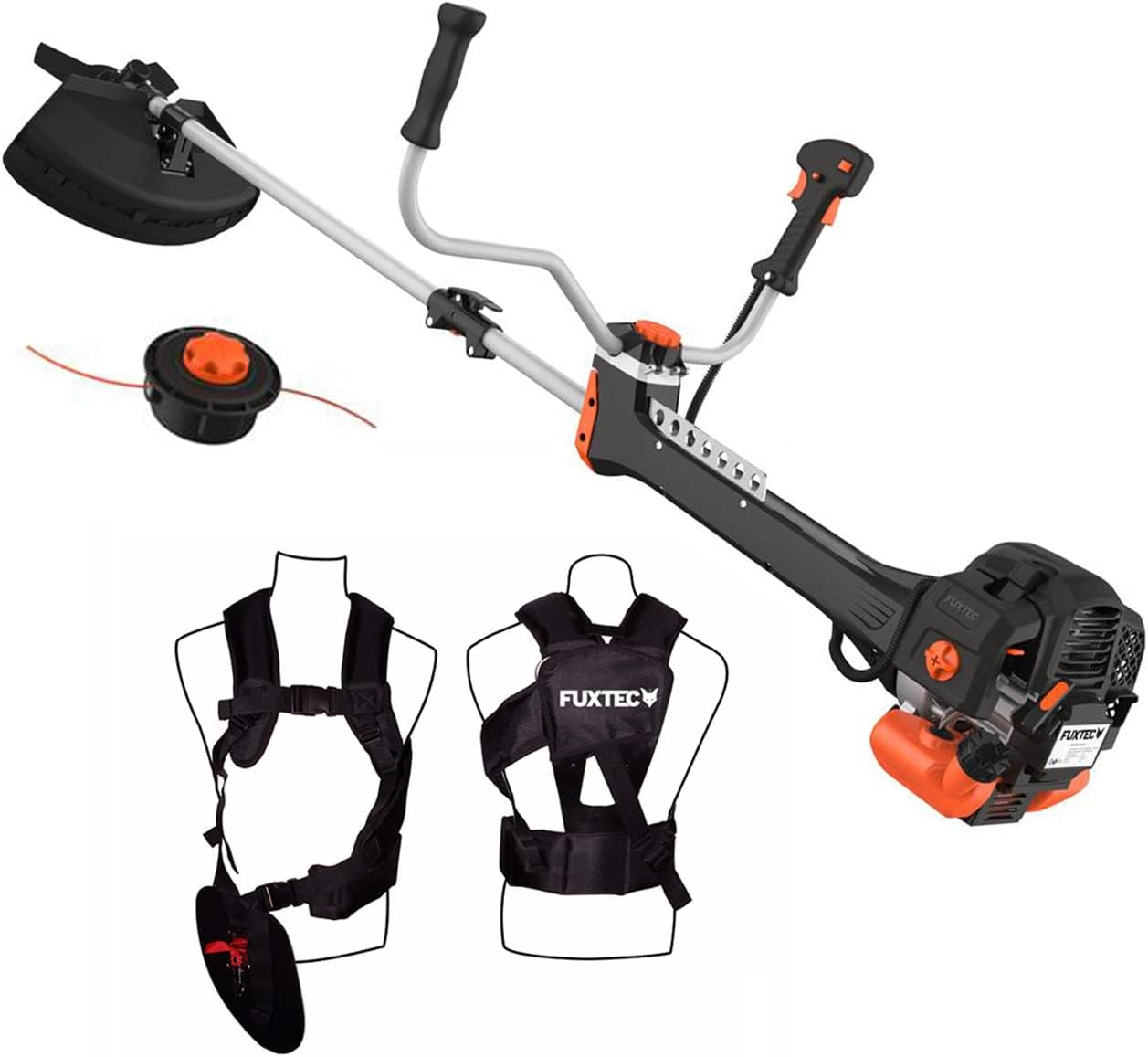 Débroussailleuse thermique professionnelle FX-PS152 52 cm³ 3 CV 2 en 1 coupe 30 cm tête double fil lame 3 dents noir