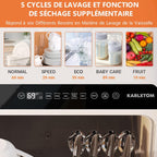 Lave-vaisselle de table TDQR03A 5 L 45 cm 5 programmes écran tactile LED séchage blanc
