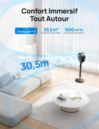 Ventilateur sur pied intelligent PolyFan 513S 25 dB 8 vitesses 6 modes oscillation 120 et 105 degrés WiFi télécommande noir