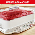 Yaourtière Multi Délices Express YG661500 12 pots verre 140 ml 5 programmes 600 W blanc rouge