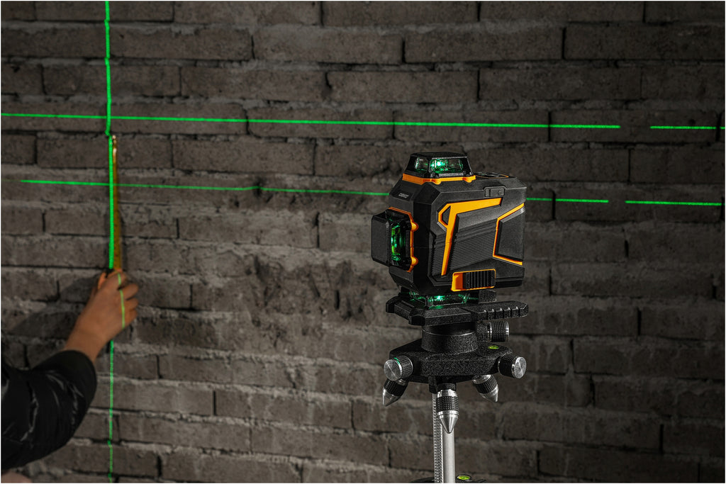Poziomica laserowa 4D DKLL16PS1 360° 16 linii zielony laser z samopoziomowaniem pilotem akumulatorem i ładowarką